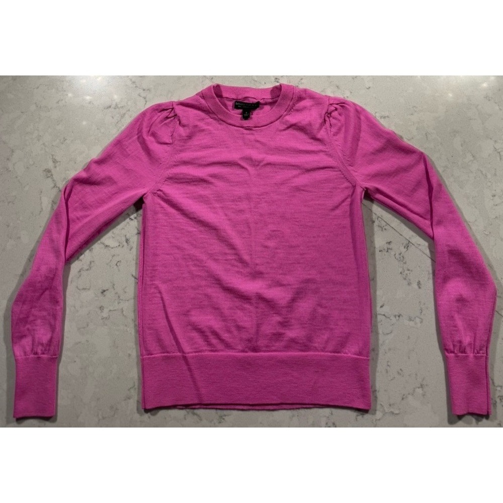 Banana Republic Sweater Womens Small Pink 100% Merino‎ Wool Crewneck Preppy Chic
